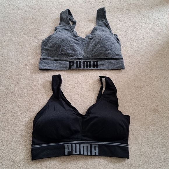 New! Puma 2 pack Seamless Sports Bras Medium Grey Black Convertible NWT - Picture 3 of 13